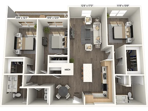 Floor plan C1-1412sf-FinishIII