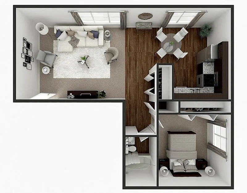 Floor plan 1 Bedroom 1 Bath 700 sq ft