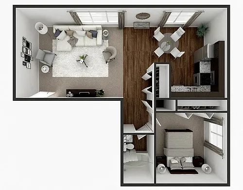 Floor plan 1 Bedroom 1 Bath 700 sq ft