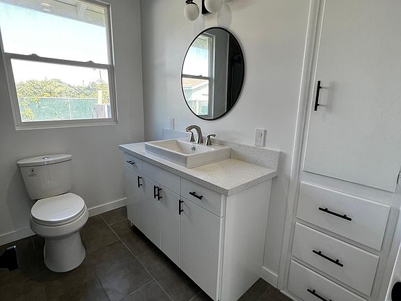 Brand new bathroom with large shower.