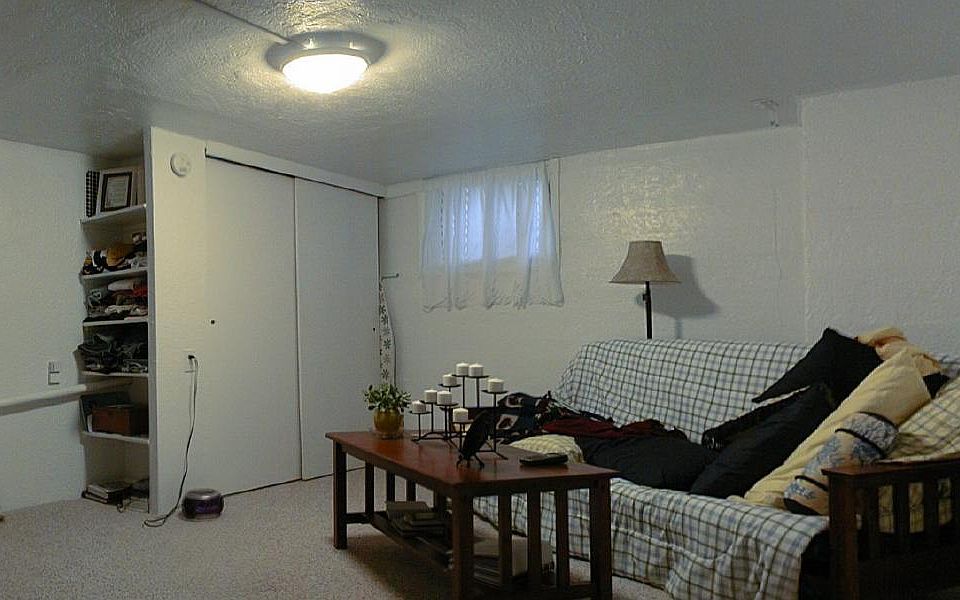 Studio apartment has windows in every room.
