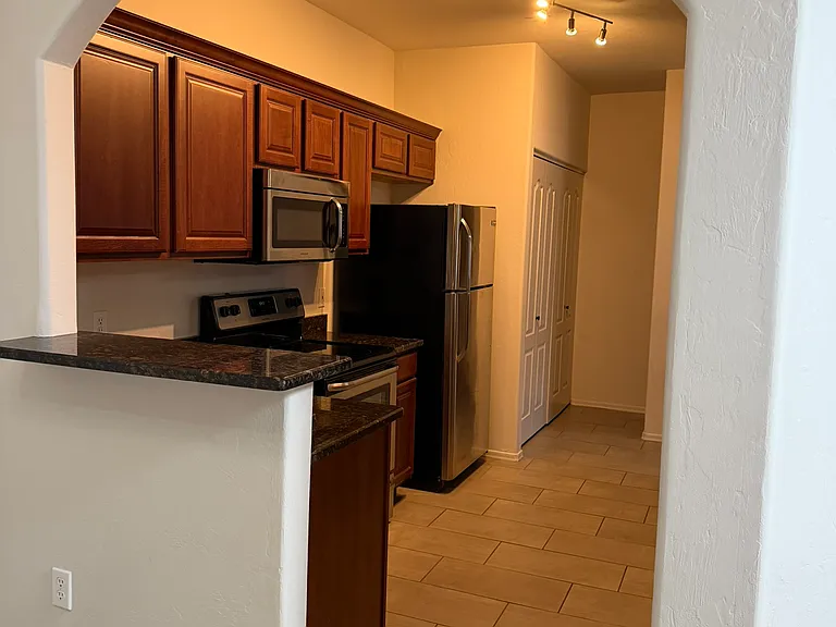 kitchen, view from dining area
