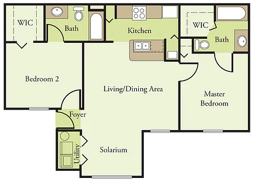 Floor plan Two Bedroom 60% Phase II