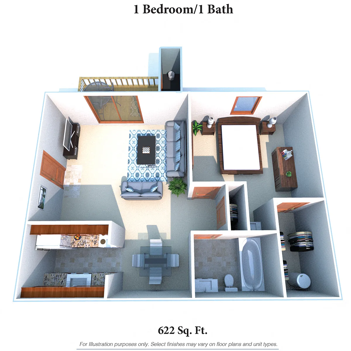 Floor plan 1 Bedroom,1 Bath