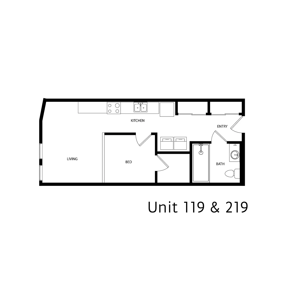 Floor plan 1 Bed 1 Bath - Type 11