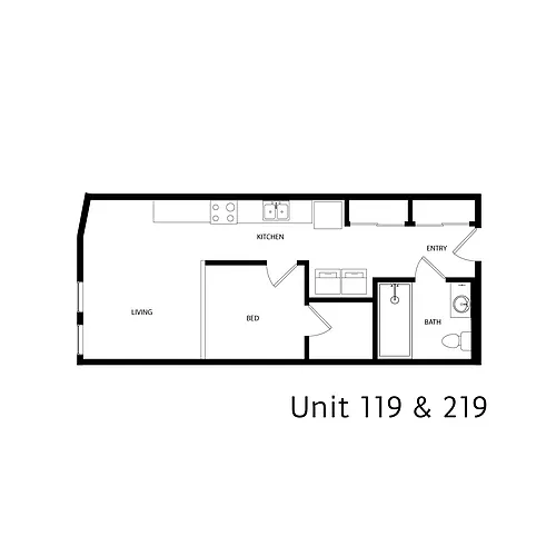 Floor plan 1 Bed 1 Bath - Type 11