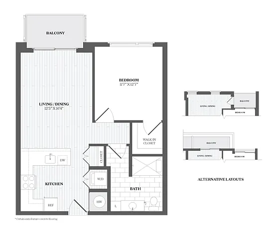 Floor plan 1 Bed/1 Bath-A2a 367 Orange
