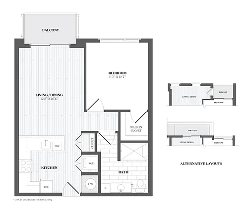 Floor plan 1 Bed/1 Bath-A2a 367 Orange
