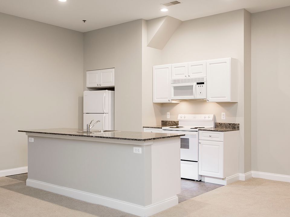 Open concept kitchen space at Victory Building Apartments