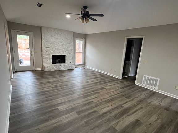 Living room with vaulted ceilings