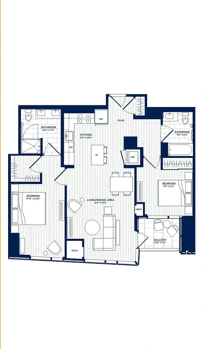 Floor plan 2 Bed/2 Bath-E5