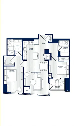 Floor plan 2 Bed/2 Bath-E5