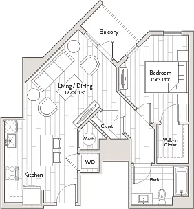 Floor plan 1 Bed/1 Bath-A9