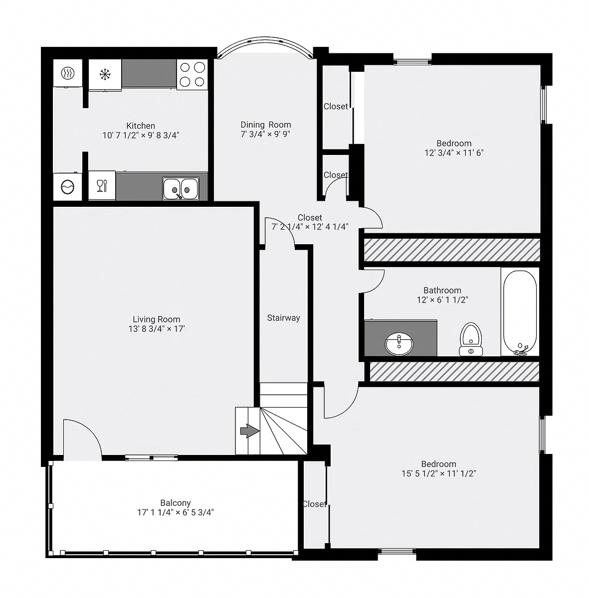 Floor plan 3 Bed 1 Bath Loft