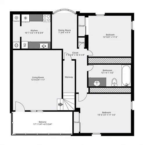 Floor plan 3 Bed 1 Bath Loft