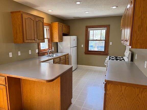 Kitchen with gas cooktop.