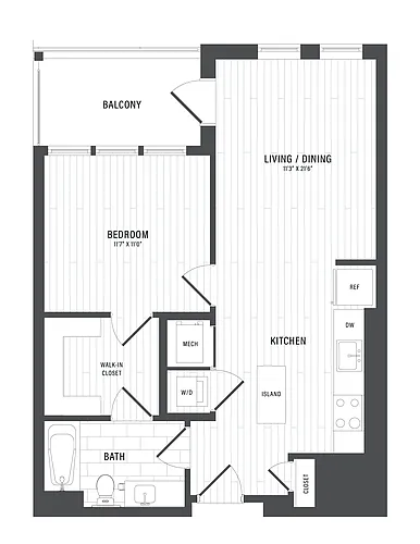 Floor plan 1 Bed/1 Bath-C3.1