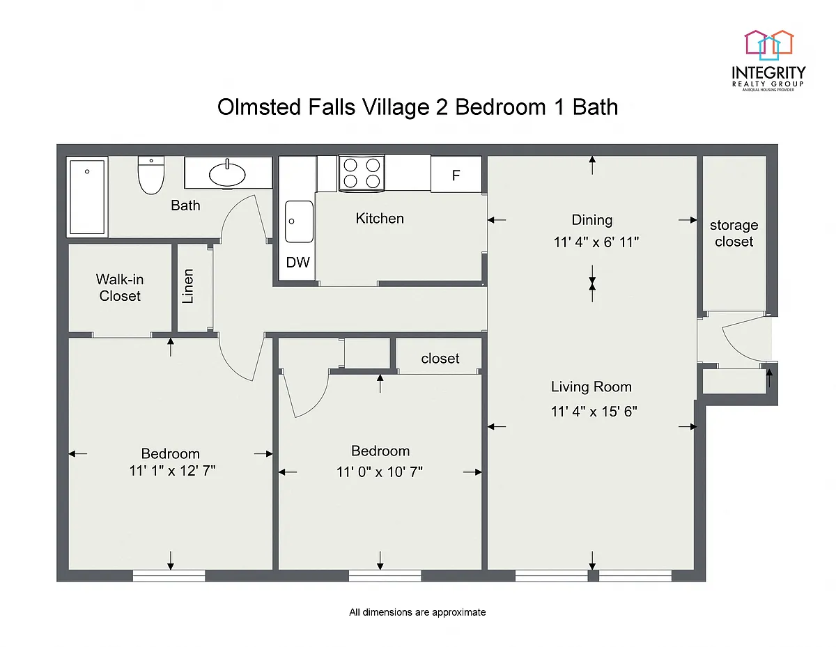 Floor plan 2 Bedroom 1 Bath