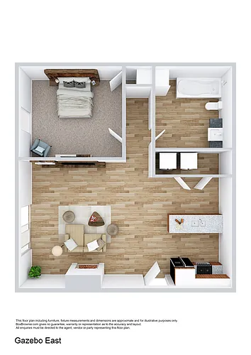Floor plan 1 bedroom, 1bathroom