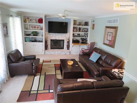 Great room with stone fireplace