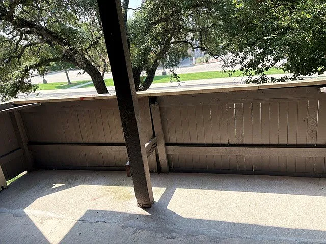 spacious patio with entry to dining room and bedroom. Storage on patio