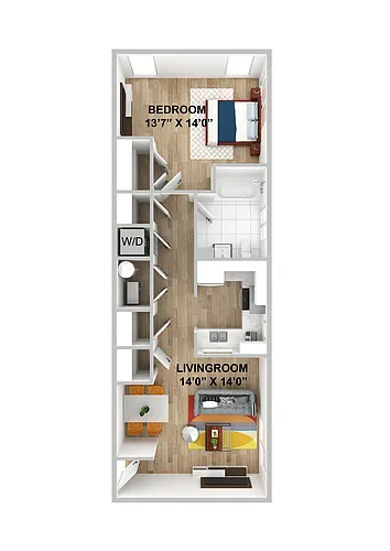 Floor plan 1B_1Ba_Gold