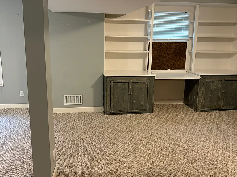 Built In Bookshelves and desk lower level