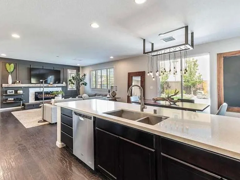 Kitchen with spacious island.