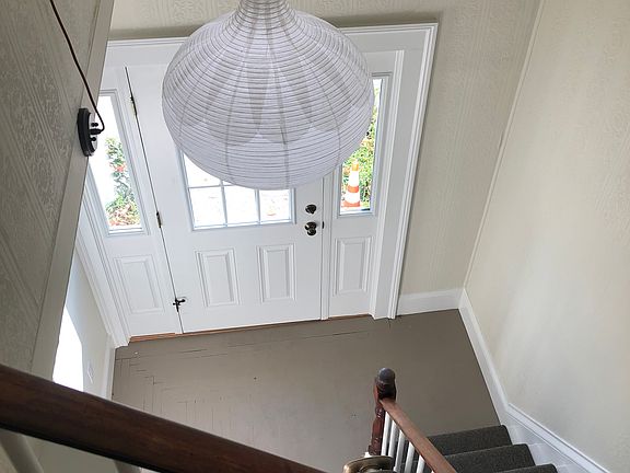 View to the door from the top of the stairs.