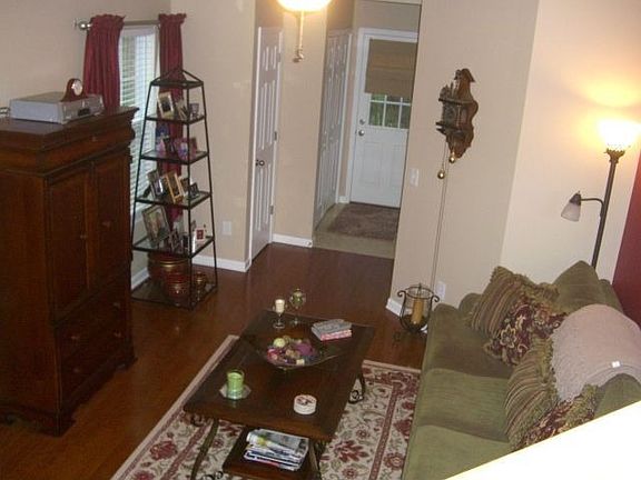 Great room with hardwoods, crown molding