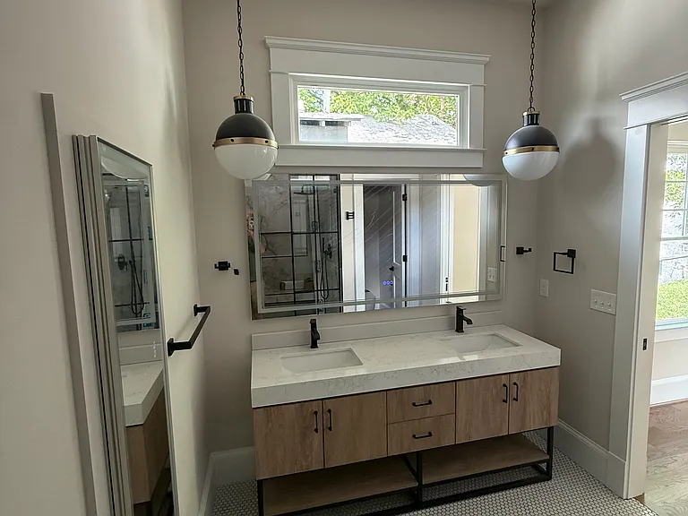 View of master bath from shower area