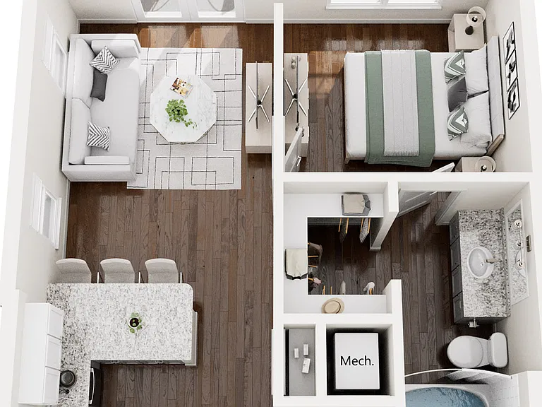 Jr One Bedroom floor plan The Meadows at Burnside Farms