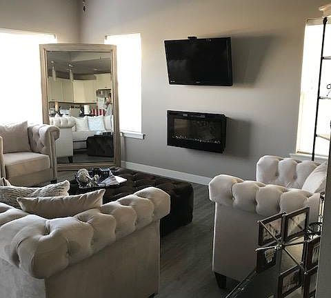 Great windows and fireplace