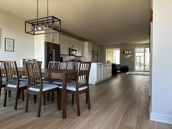 View from Dining Room to Kitchen and Living Room