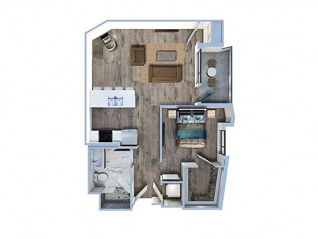 Floor plan 1Bed/1Bath-I1