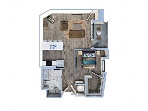 Floor plan 1Bed/1Bath-I1
