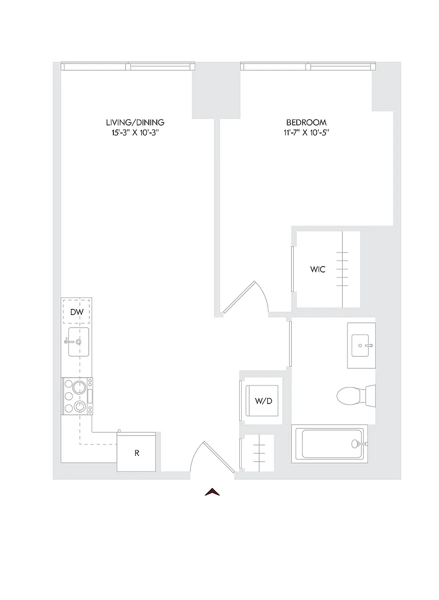 Floor plan 1 Bed 1 Bath C