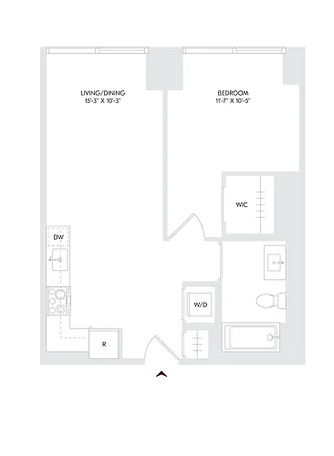 Floor plan 1 Bed 1 Bath C
