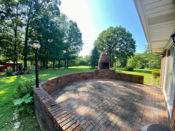 400 sq ft brick patio with fireplace