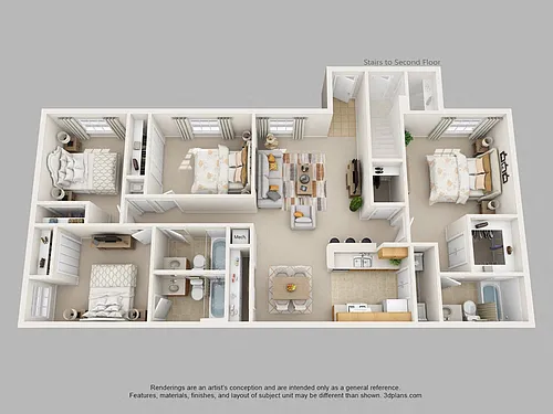 Floor plan Four Bedroom Three Bath