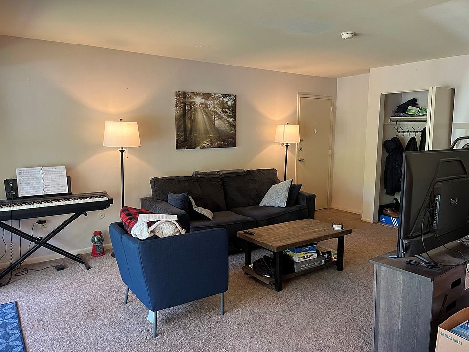 living room, coat closet