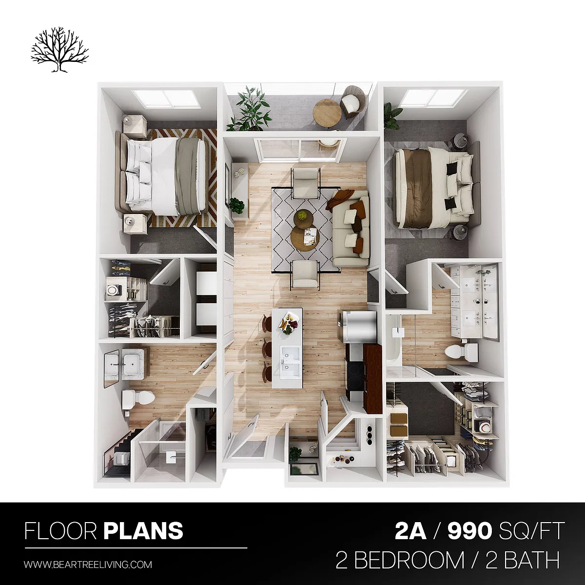 Floor plan 2 Bedroom 2 Bath