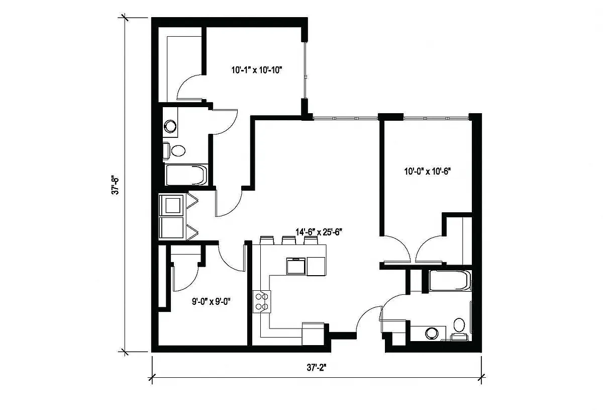 Floor plan 2x2 Den E8