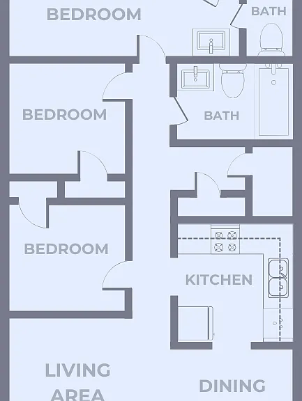 3 Bedroom, 2 Bath Floor Plan 3 Bedroom, 2 Bath Floor Plan