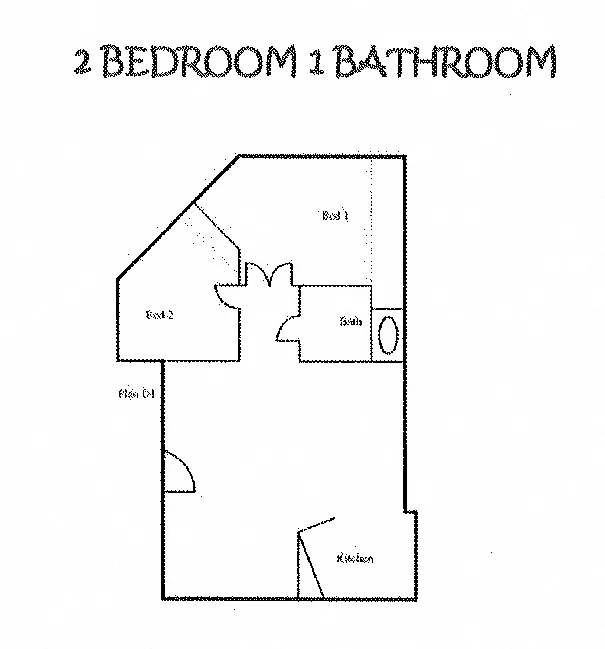 Floor plan 2 Bedroom/1 Bath