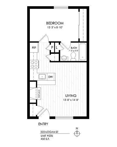 Floor plan One Bedroom, One Bath