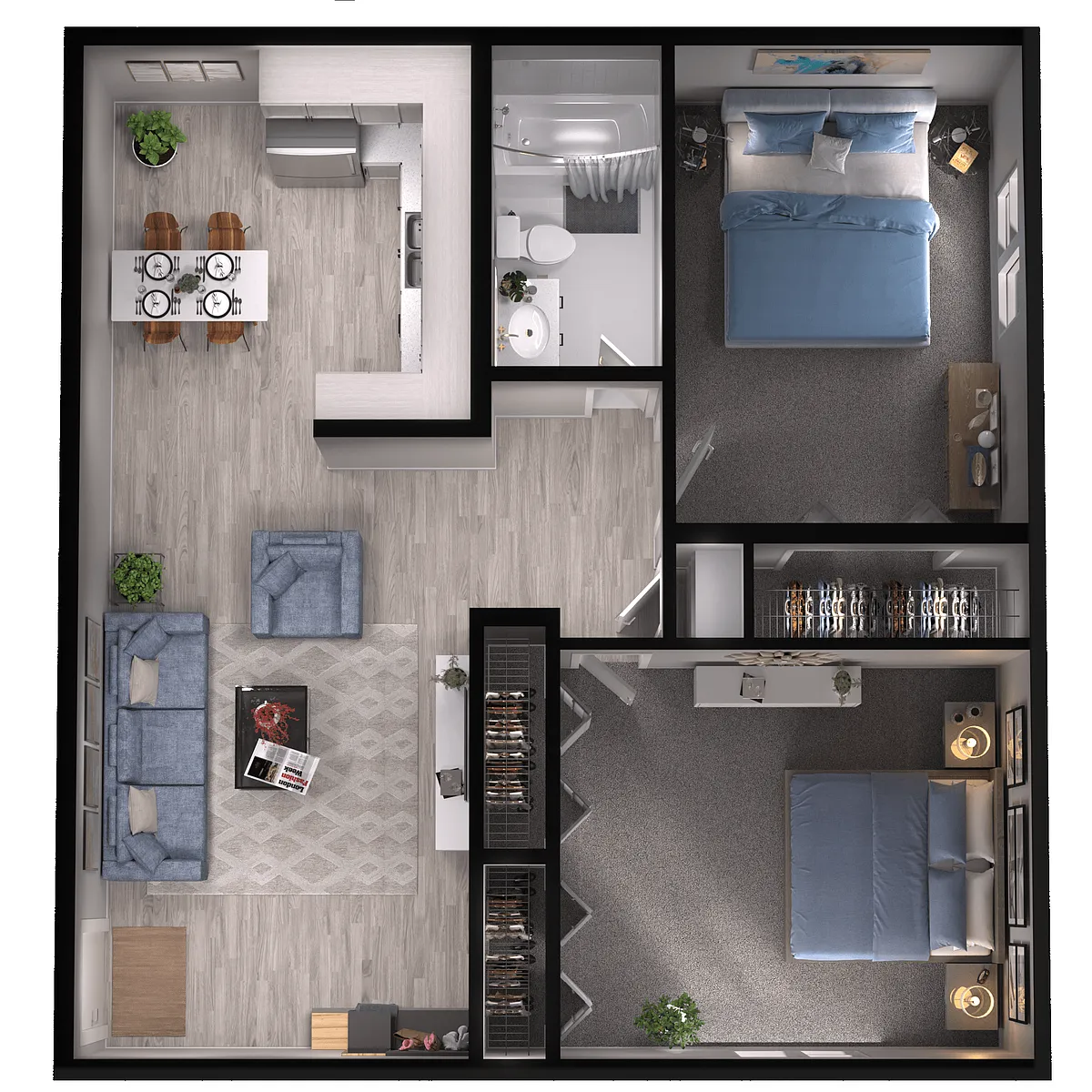 Floor plan 2 Bedroom 1 Bathroom