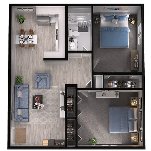 Floor plan 2 Bedroom 1 Bathroom