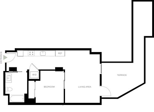 Floor plan 1BD, 1BTH D