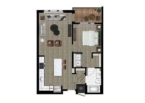 Floor plan One Bedroom (1B)